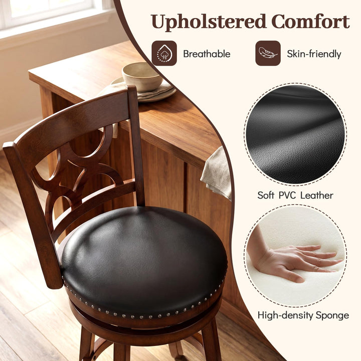 Giantex Swivel Bar Stools Set of 2/4 with Upholstered Seat