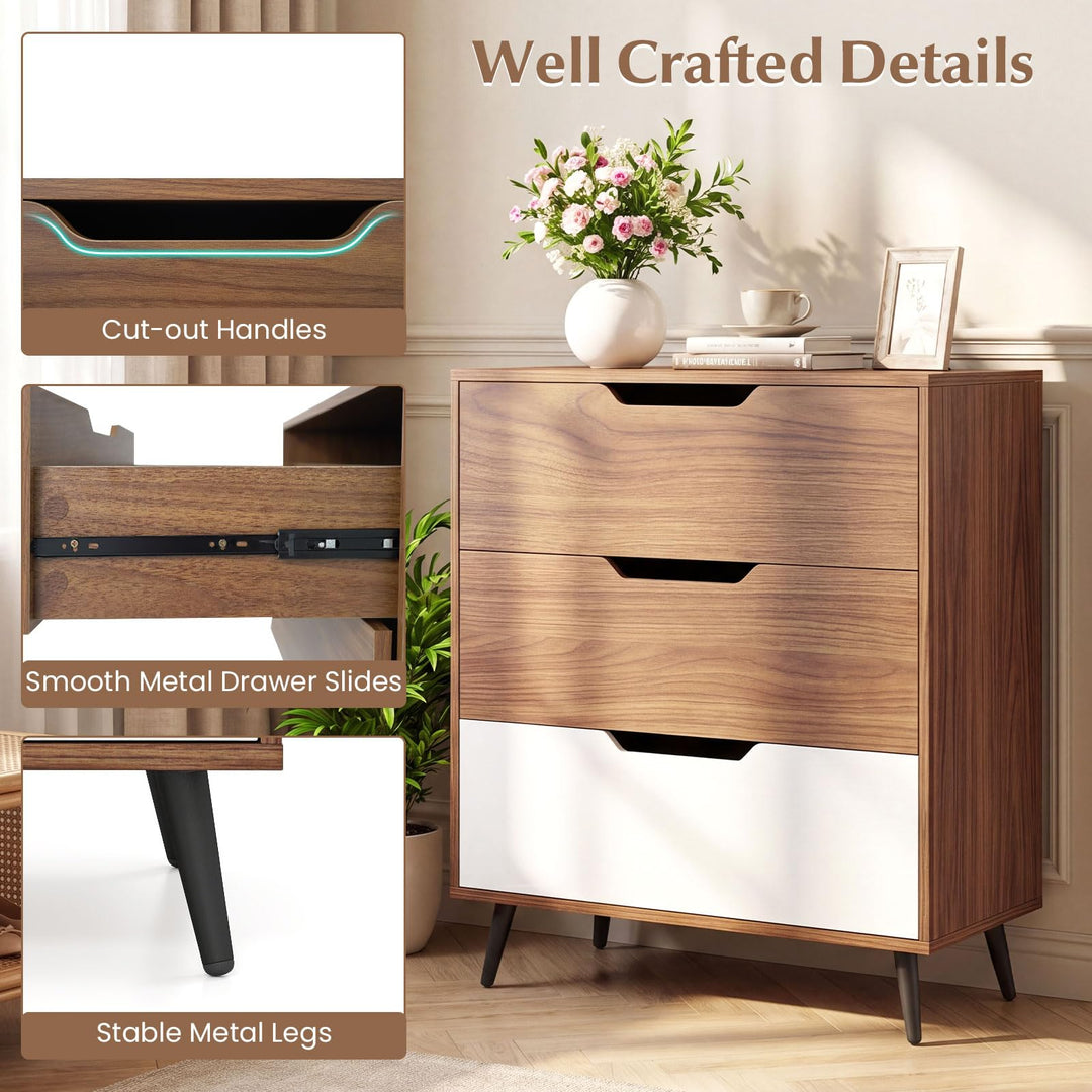 Giantex 3-Drawer Rustic Farmhouse Wooden Storage Dresser