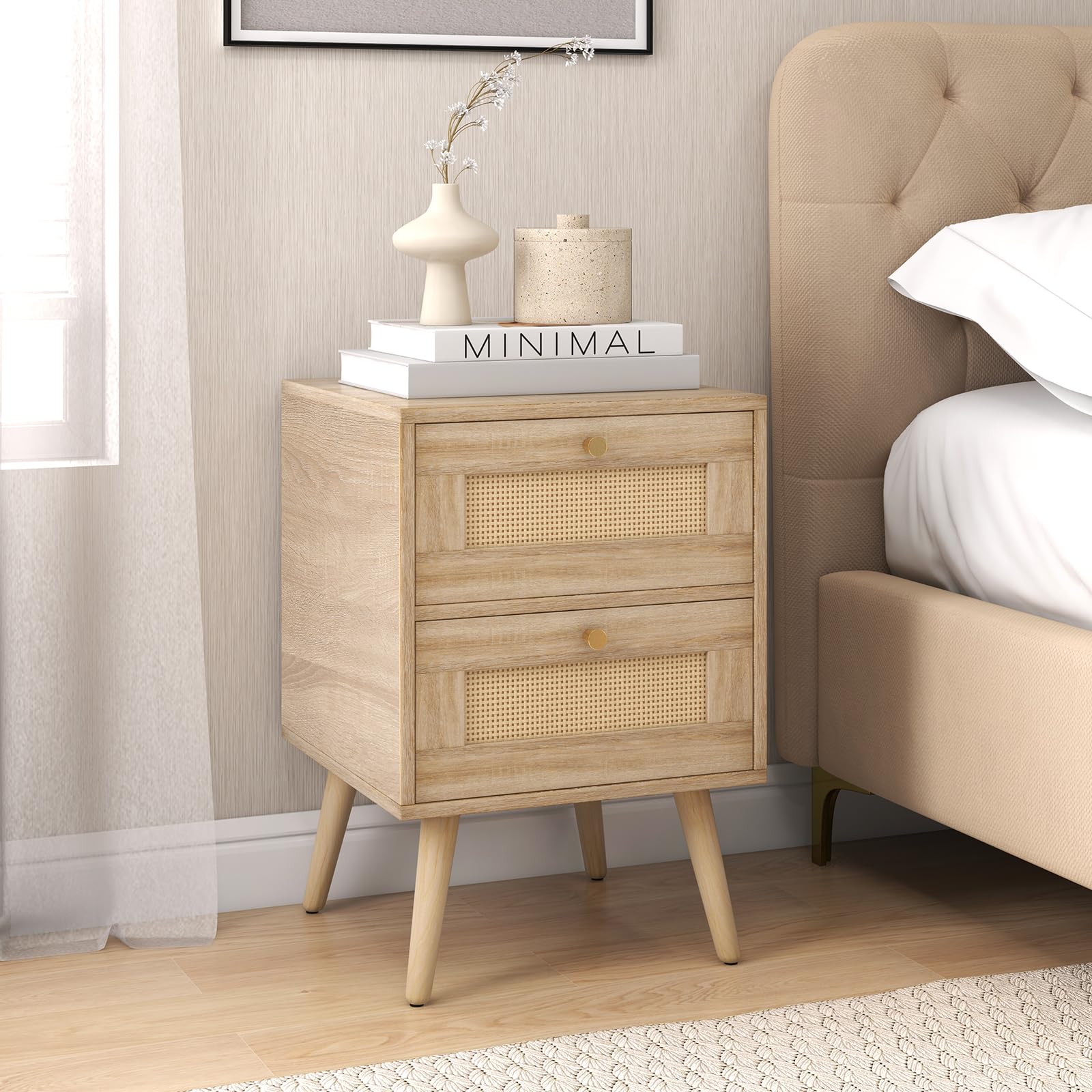 Giantex Rattan Nightstand Set of 2