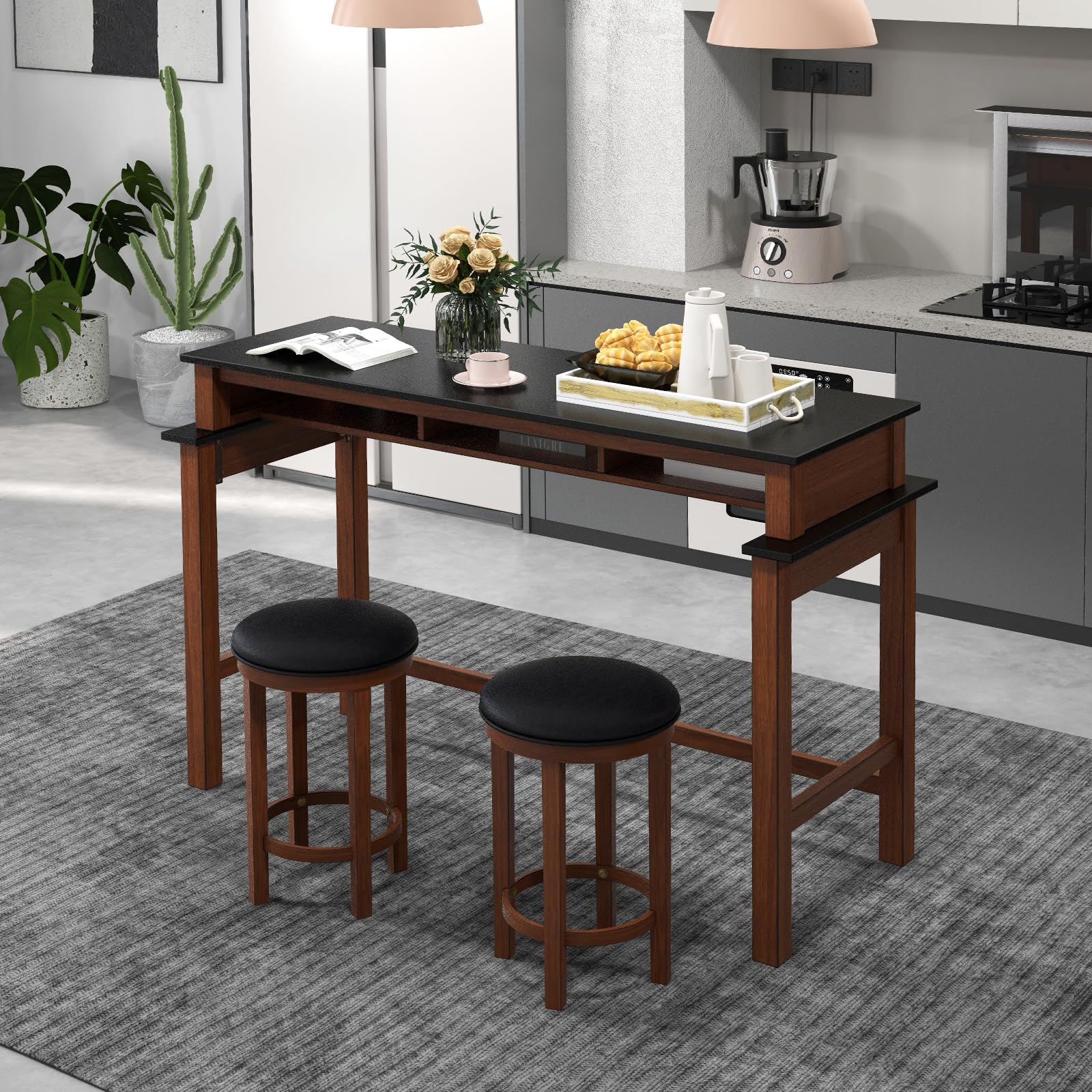 Giantex Small Dining Table Set for 2 - Bar Table and 2 Bar Stools