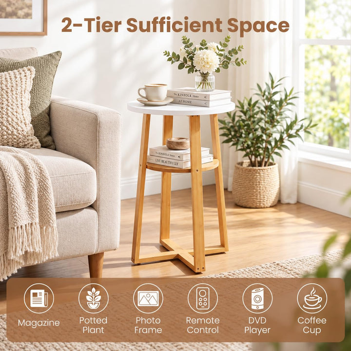 GIANTEX 2-Tier Small Round Side Tables Set of 2