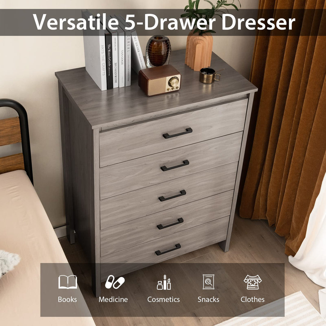 Giantex 5-Drawer Chest Dresser for Bedroom - 41.5" Multipurpose Storage Clothes Organizer
