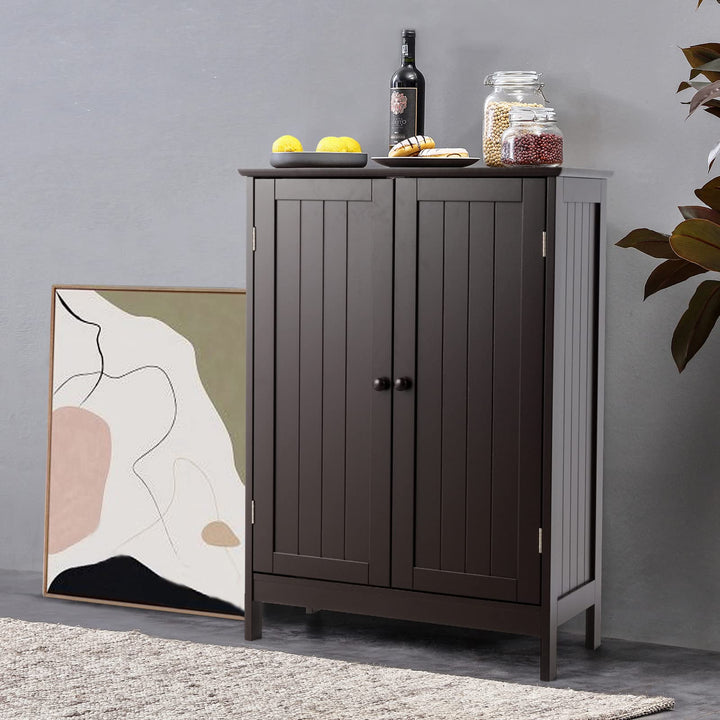 Giantex Storage Cabinet with Doors and Shelves - Freestanding Storage Organizer with Anti-Tipping Device