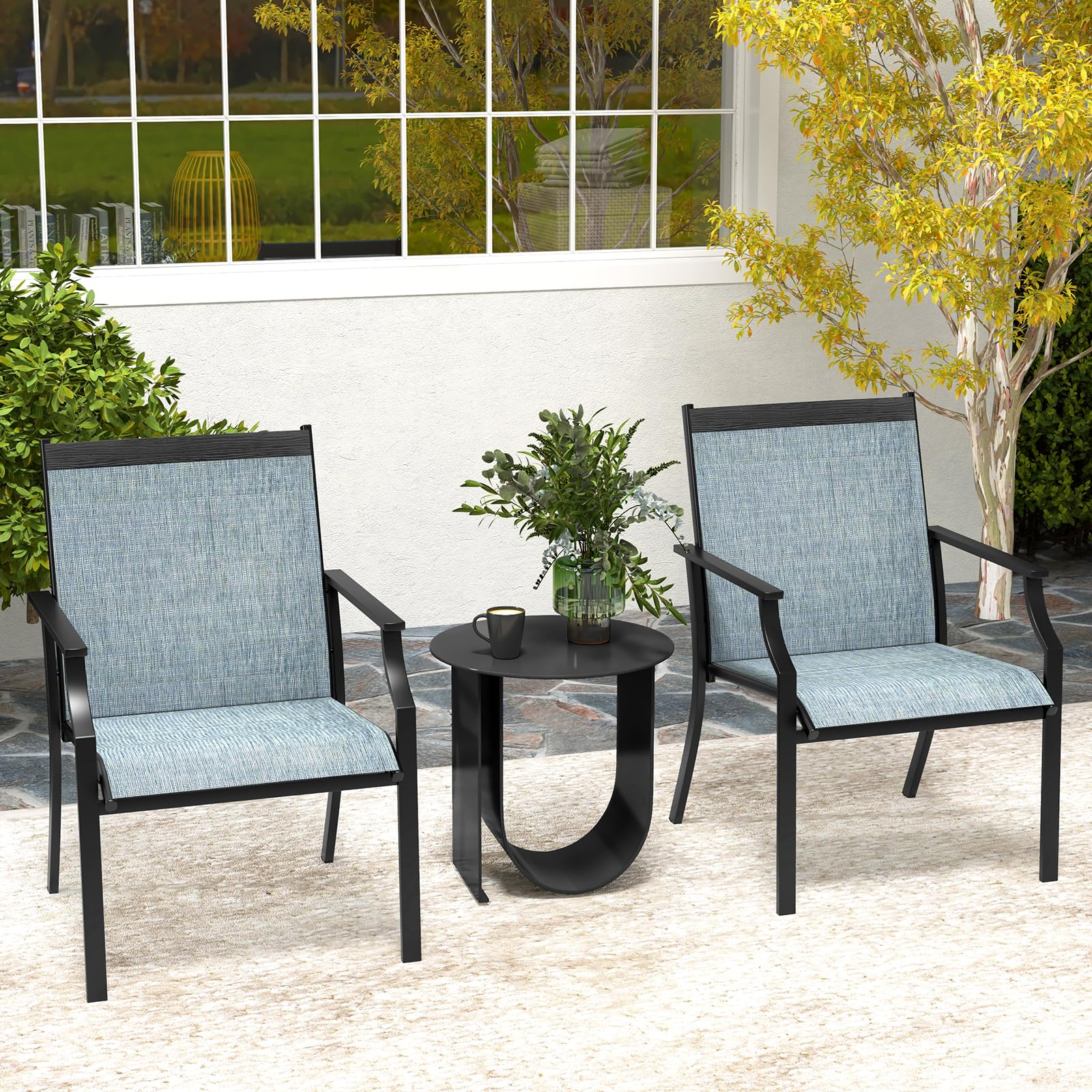 Giantex Patio Chairs Set of 2, All Weather Resistant Outdoor Chairs for Front Porch Lawn Garden Yard