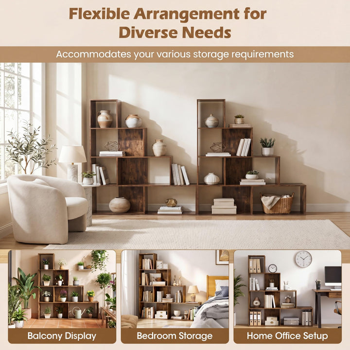 Giantex 6 Cube Geometric 4-Tier L-Shaped Bookcase with Cubes (1/2)