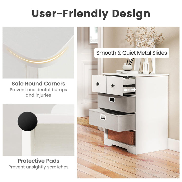 Giantex Nightstand with 4 Storage Drawers