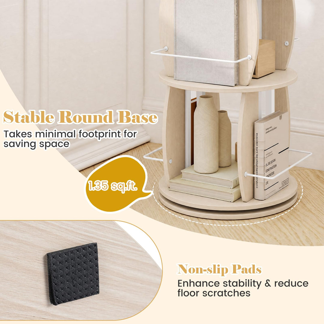 GIANTEX 2-Tier Rotating Bookshelf Tower for Small Space