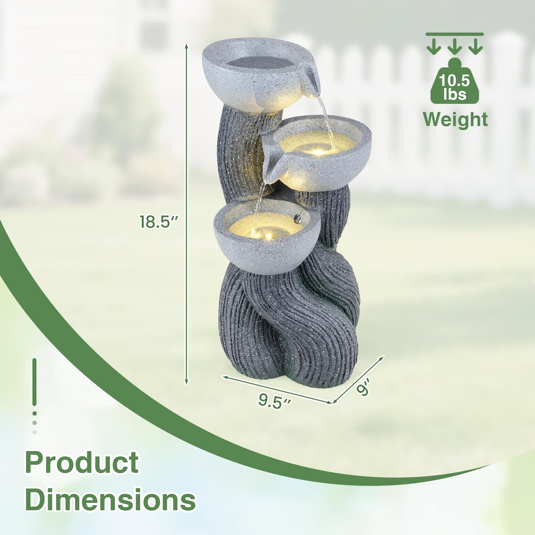 Giantex 3-Tier Outdoor Water Fountain with Lights