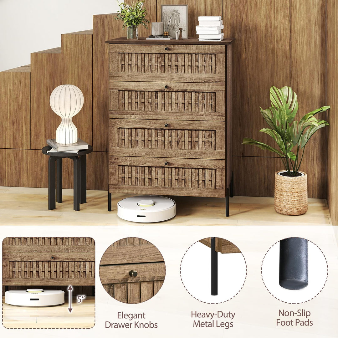 Giantex 4-Drawer Dresser with Interlocking Mechanism and Metal Legs for Bedroom