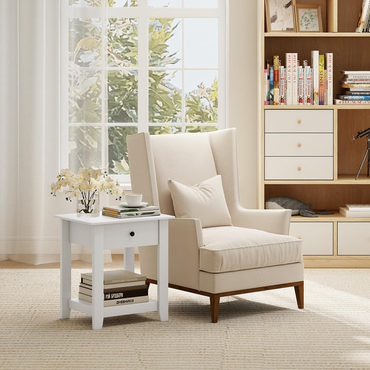 Giantex Nightstand with Drawer 3-Tier Modern Bedside Table with Open Shelf and Storage