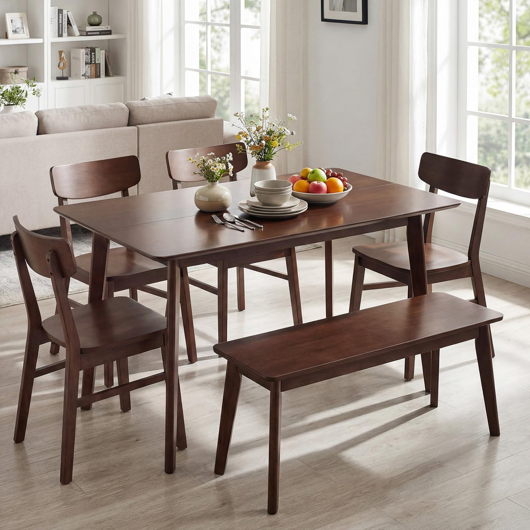 Giantex Dining Table for 4-6 People 47" Rectangular Wooden Kitchen Table