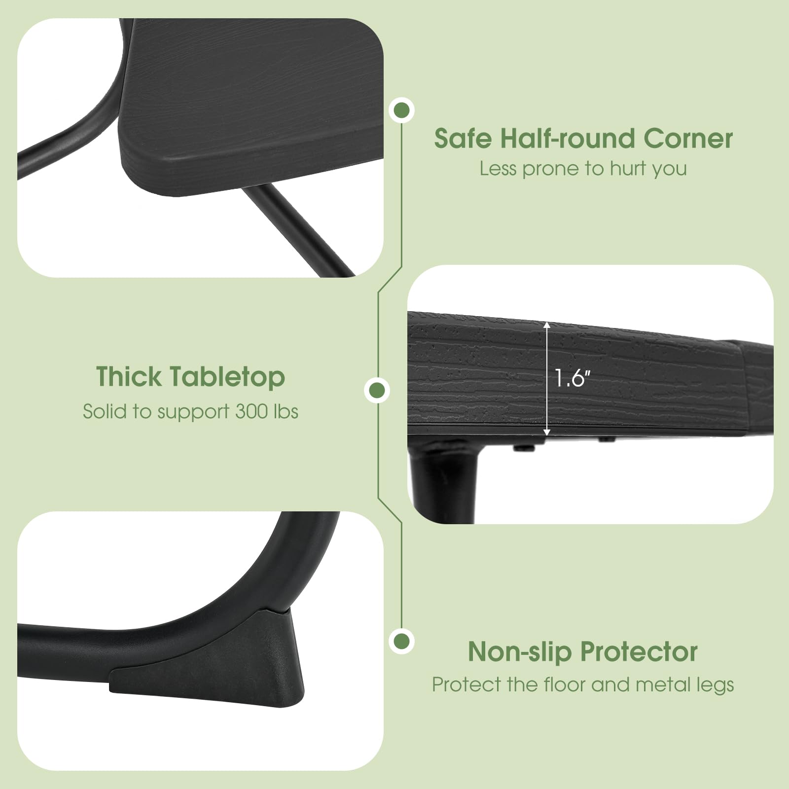 Giantex Picnic Table Set for Up to 8 Persons, Round Outdoor Table and Bench Set with Umbrella Hole