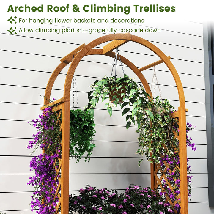 Giantex Raised Garden Bed with Arch Lattice Trellis, for Climbing Vine Flower Vegetable