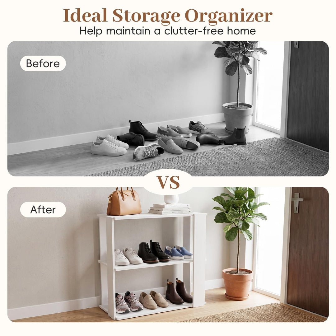 Giantex 3-Tier Stackable Shoe Organizer with Anti-Tipping Device (1/2)