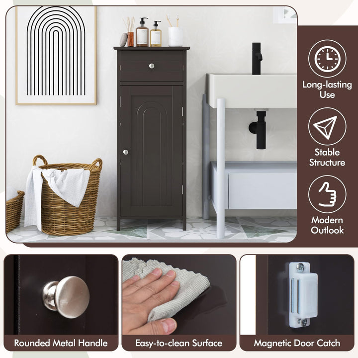 Giantex 34.5” Bathroom Cabinet Narrow Side Storage Organizer with Drawer