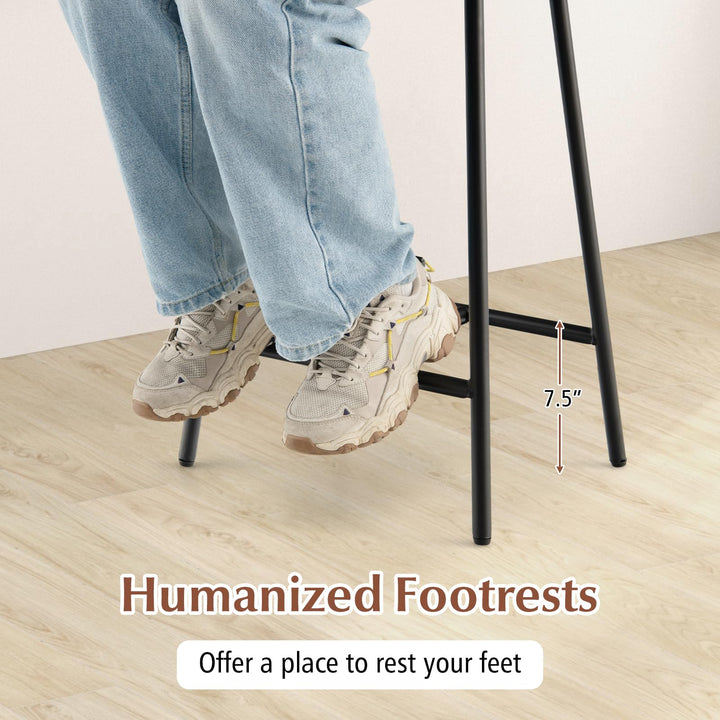 Industrial Saddle Stool with Footrest, Metal Legs, Adjustable Foot Pads, Backless Counter Height Chair for Living Room Kitchen Bar