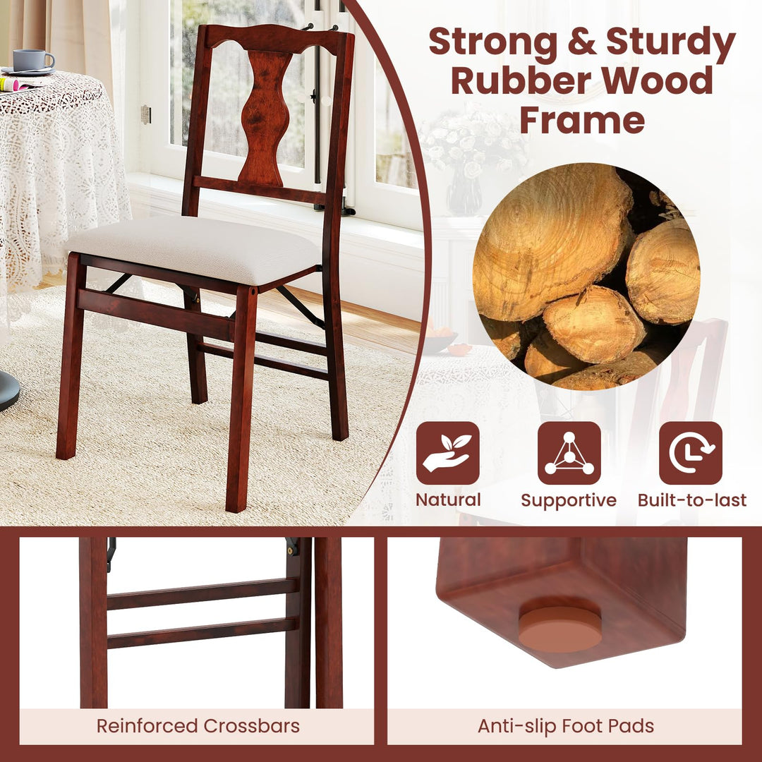 Giantex Folding Dining Chairs Set of 2/4 Upholstered Dining Chairs with Comfy Padded Seats