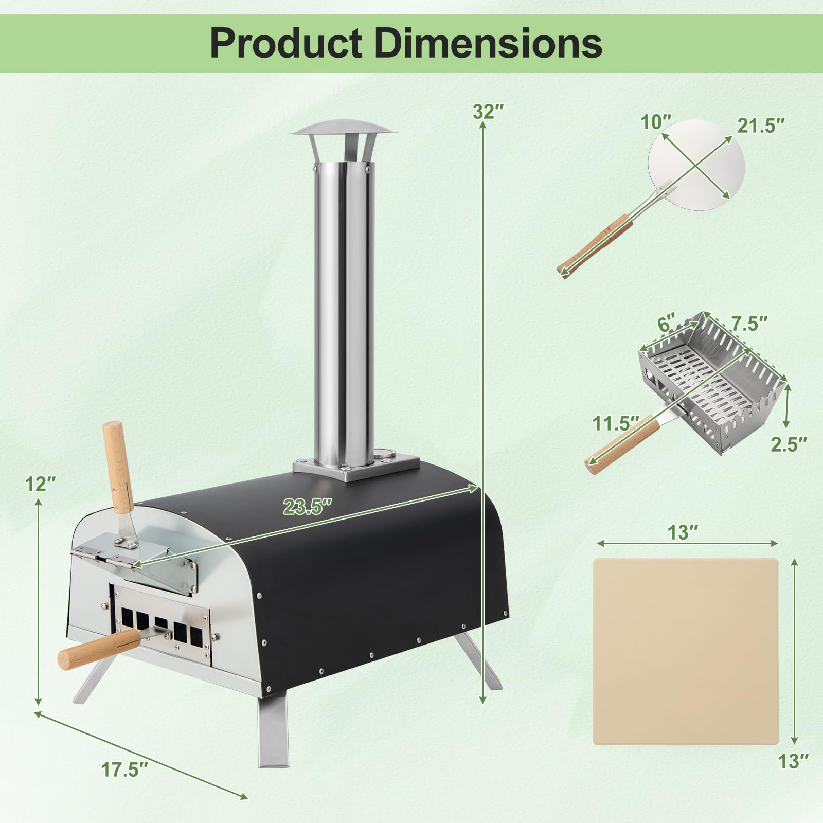 Giantex Pizza Oven Outdoor, Propane and Wood Fired Pizza Maker with 13" Pizza Stone, Pizza Peel