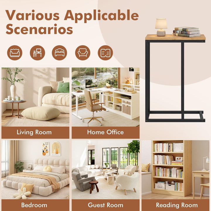 Giantex Small Sofa Couch Side Table That Slide Under with Metal Frame &amp; Spacious Tabletop