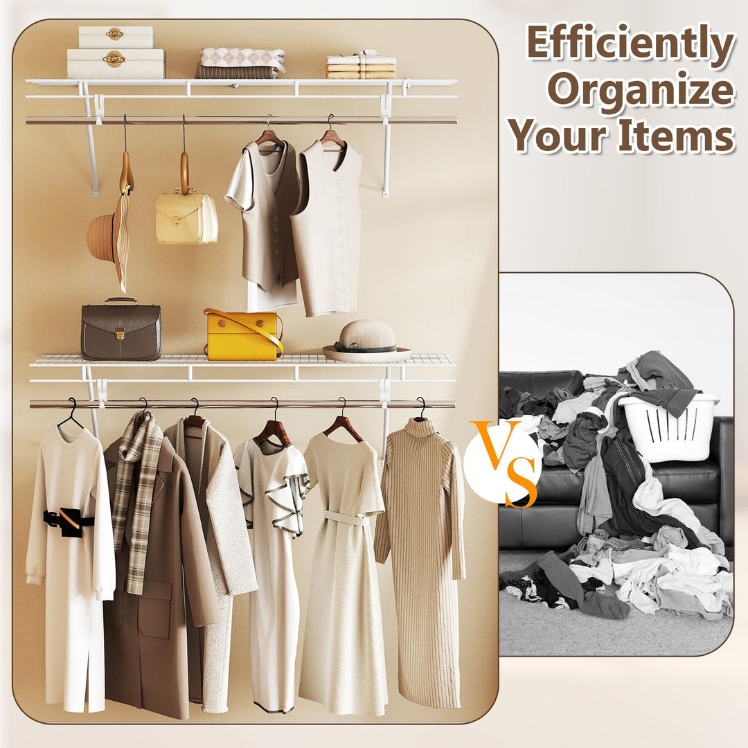 Giantex 4 ft x 12” Metal Wire Storage Shelf & Clothes Rod Organizer