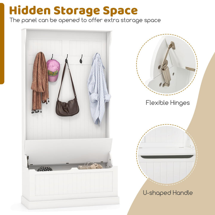 Giantex 3-in-1 Hall Tree with Storage Bench, 71" Entryway Coat Rack w/ 5 Double Hooks