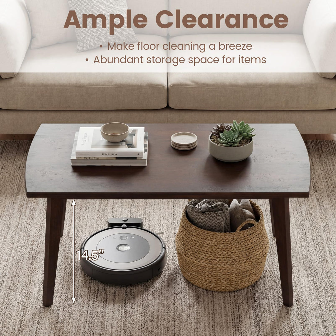 Giantex 34.5" Solid Wood Coffee Table with Tapered Legs