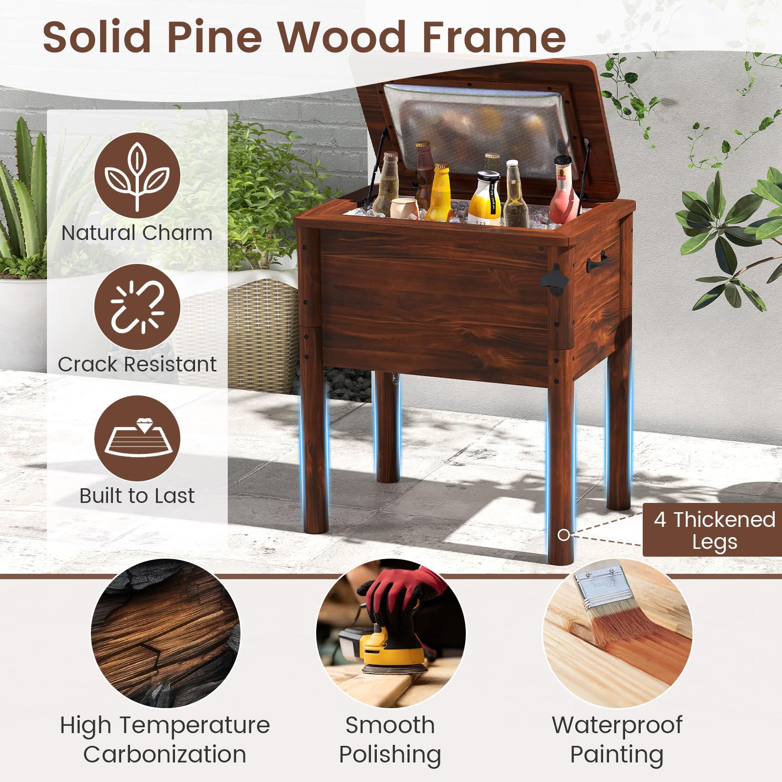 Giantex Wooden Patio Cooler