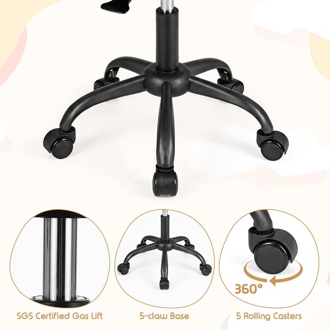 Giantex Armless Kids Desk Chair | Rolling Study Chair with Wheels &amp; Adjustable Height