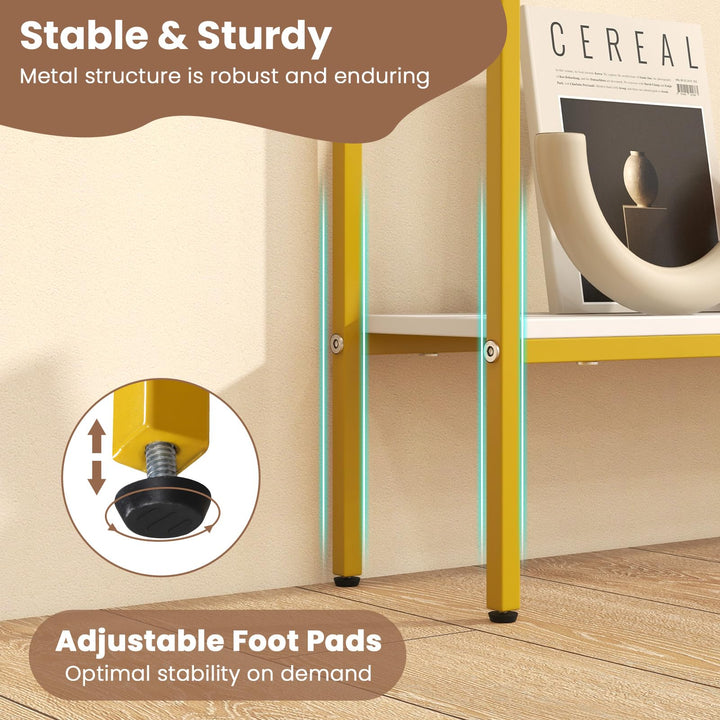 Giantex Gold Console Table with Shelf, 44" Narrow Entryway Table w/Dual Anti-Tipping Kits & Golden Metal Frame