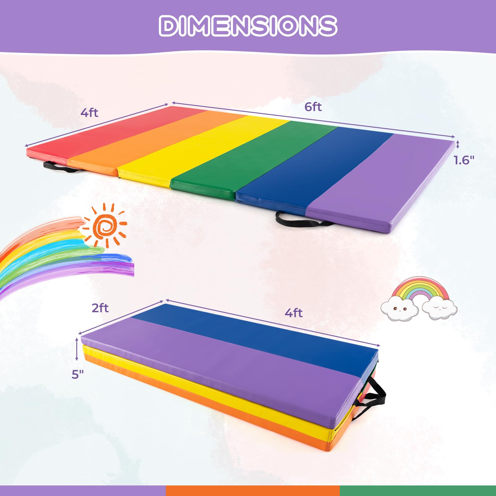 Giantex 6'x4'x2 Gymnastics Mat, Folding Anti-Tear Tumbling Mat