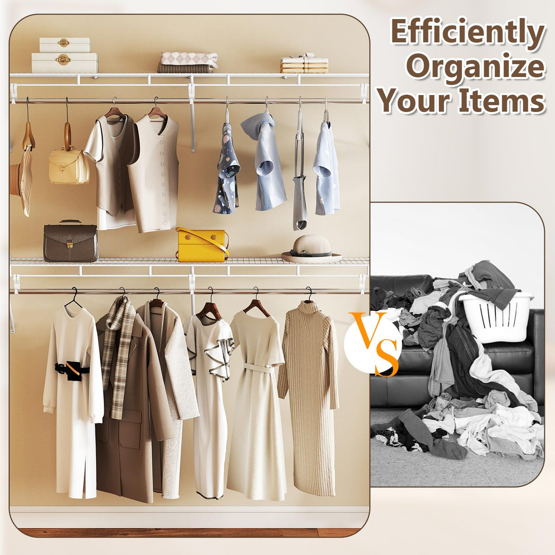 Giantex 6 ft Wall Mounted Closet Shelf with Hanging Rod