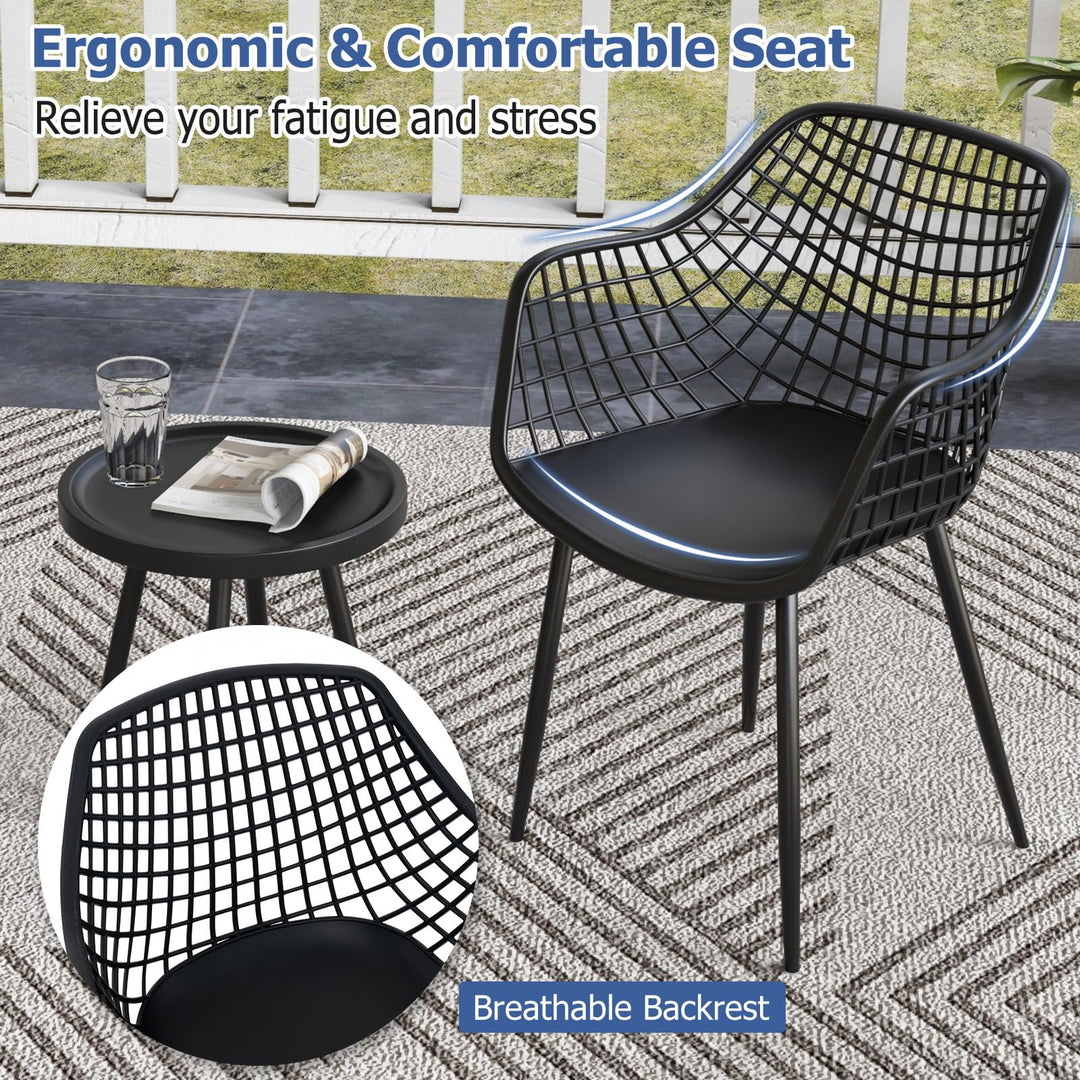 Giantex 3 Piece Patio Furniture Set, Outdoor Bistro Table and Chairs Set of 2, PP Seat & Metal Legs