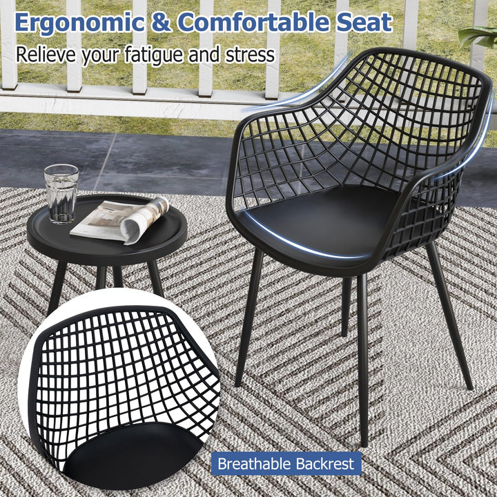 Giantex 3 Piece Patio Furniture Set, Outdoor Bistro Table and Chairs Set of 2, PP Seat & Metal Legs