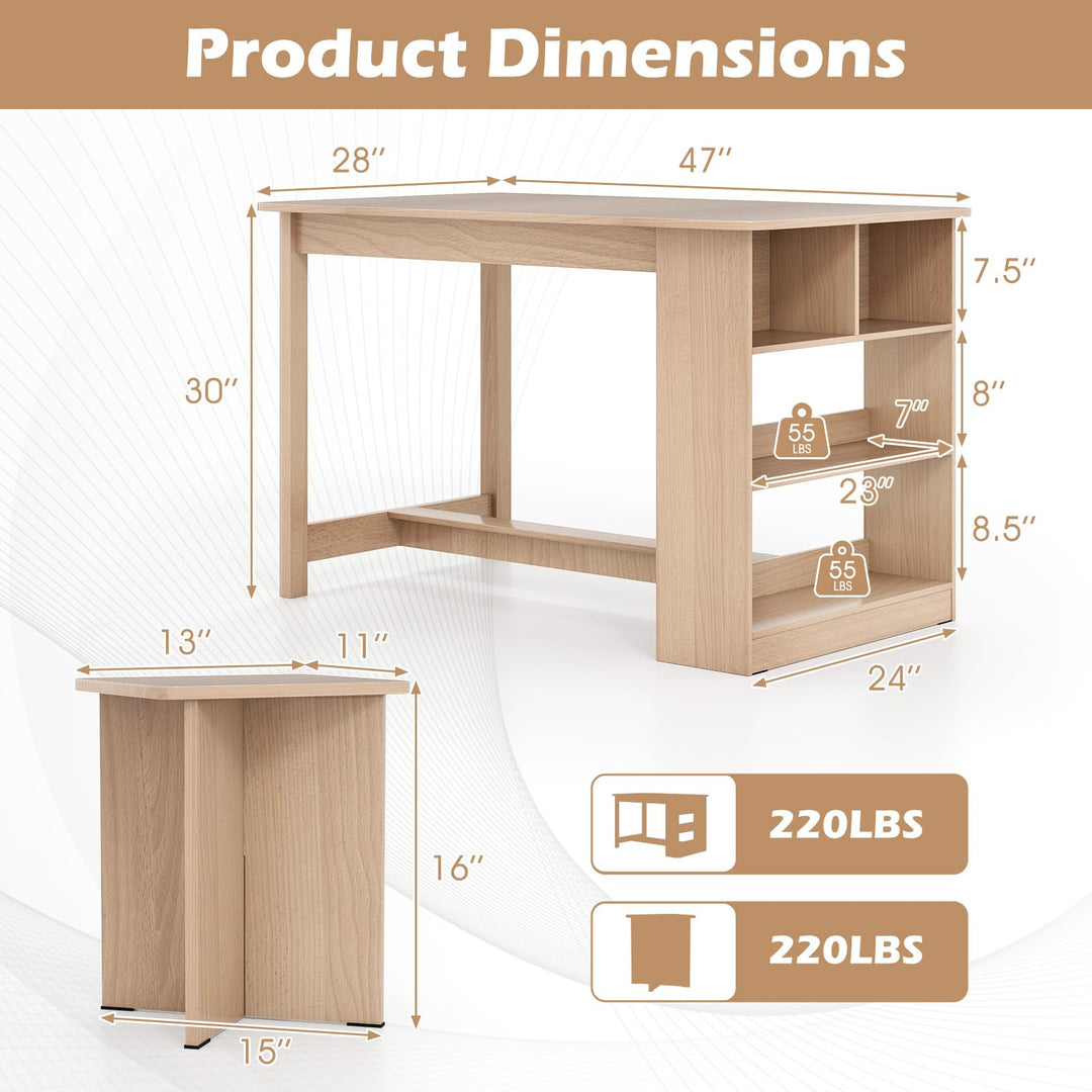 Giantex Kitchen Table Set for 4 with Side Storage Shelf