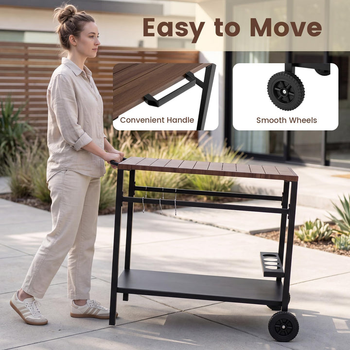 Giantex Outdoor Rolling Grill Cart with Stainless Steel Top &amp; Storage Shelf