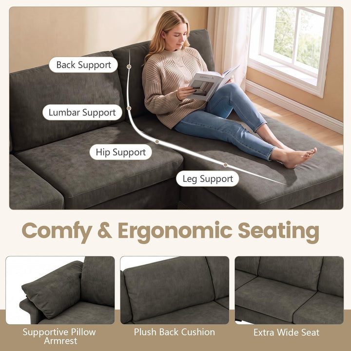 GIANTEX 95" L-Shaped Modular Sectional Sofa with Storage &amp; Charging Station