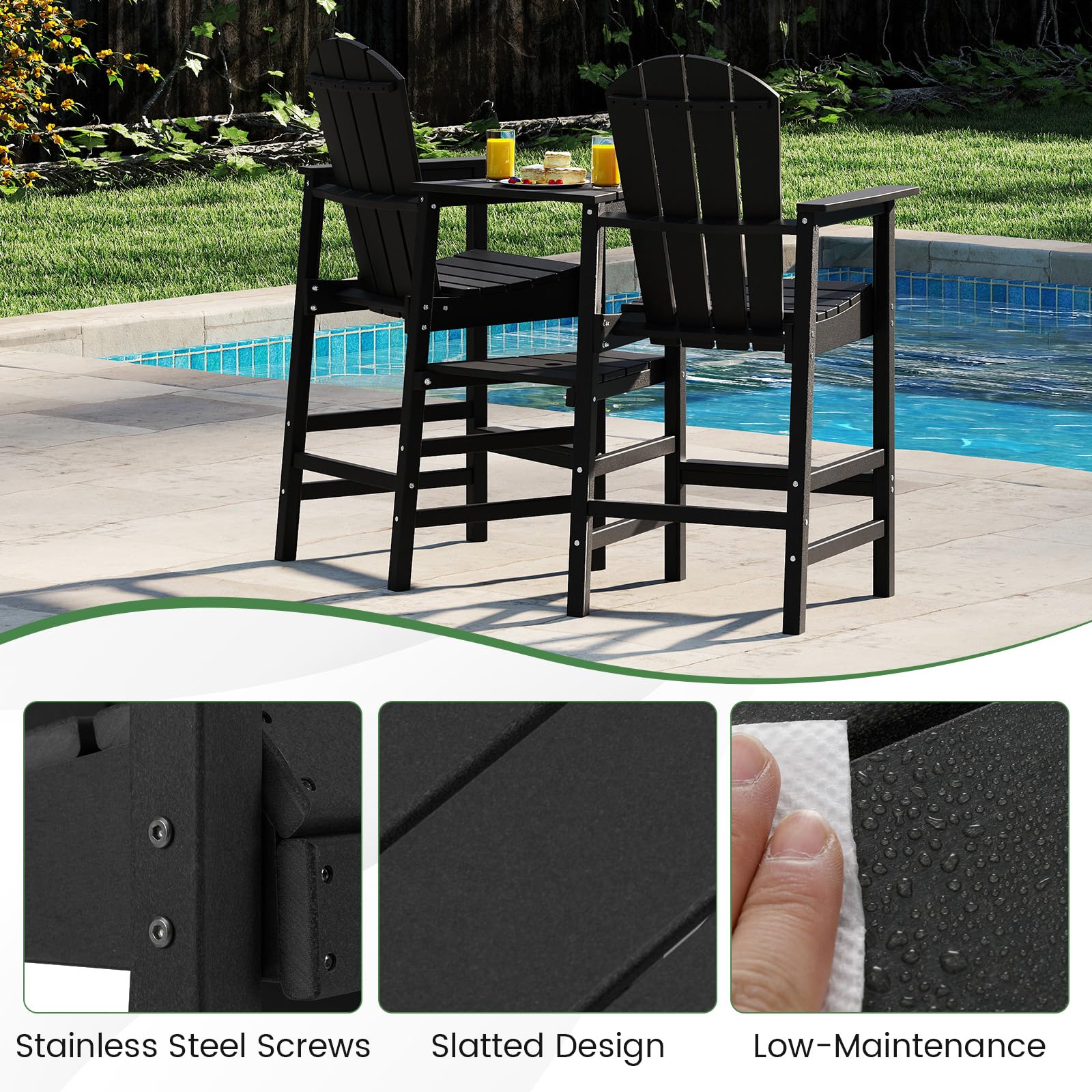 Giantex Outdoor Tall Adirondack Chairs Set of 2