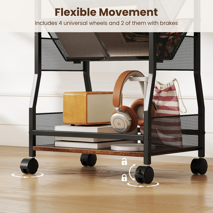 Giantex 32" H 5-Tier Rolling File Cart with Sloped Mesh Magazine Racks (1/2)