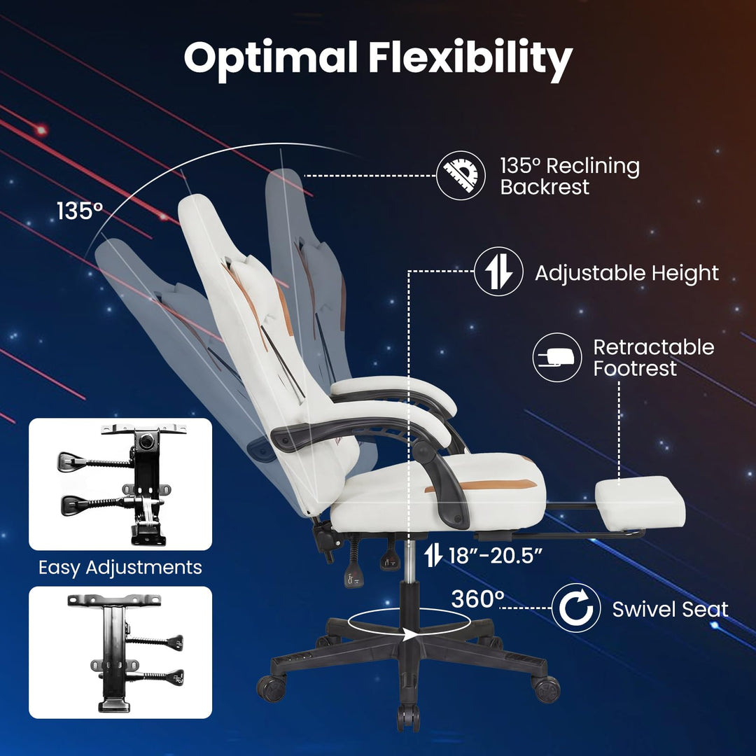 Giantex Gaming Chair | Ergonomic Video Game Chair w/Footrest, Lumbar Support