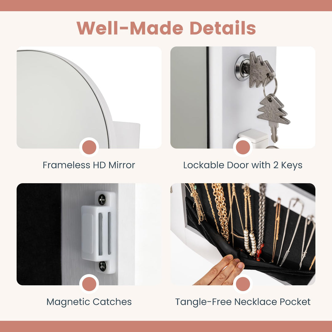 CHARMAID 3-in-1 Jewelry Cabinet Standing with Acrylic Drawers &amp; Bottom Shelf