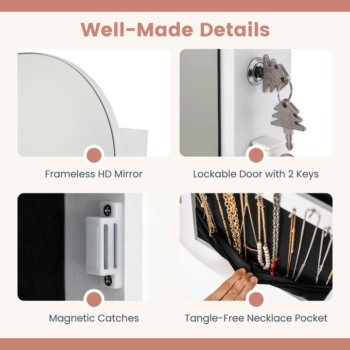 CHARMAID 3-in-1 Jewelry Cabinet Standing with Acrylic Drawers &amp; Bottom Shelf