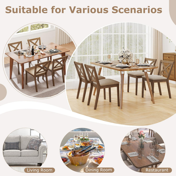 Giantex Wooden Dining Chairs Set of 2/4 with Rubber Wood Legs, Fabric Padded Seat Cross Back