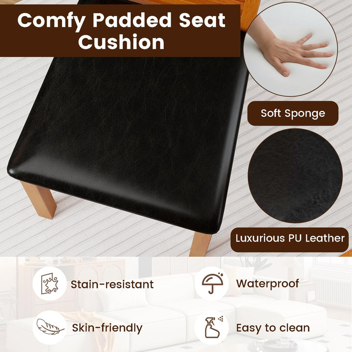 Giantex Wooden Dining Chairs Set PU Leather Upholstered Kitchen Armless Chairs w/Rubber Wood Legs