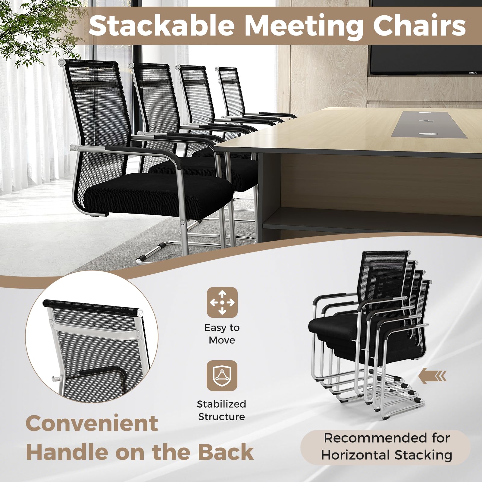 Giantex Waiting Room Chairs, Office Guest Chairs, Lobby Chairs with Metal Sled Base & Armrests