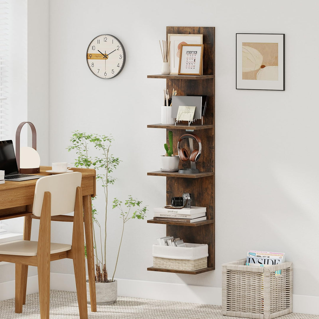 Giantex 5-Tier Wall Mounted Shelf Unit with Wood Grain