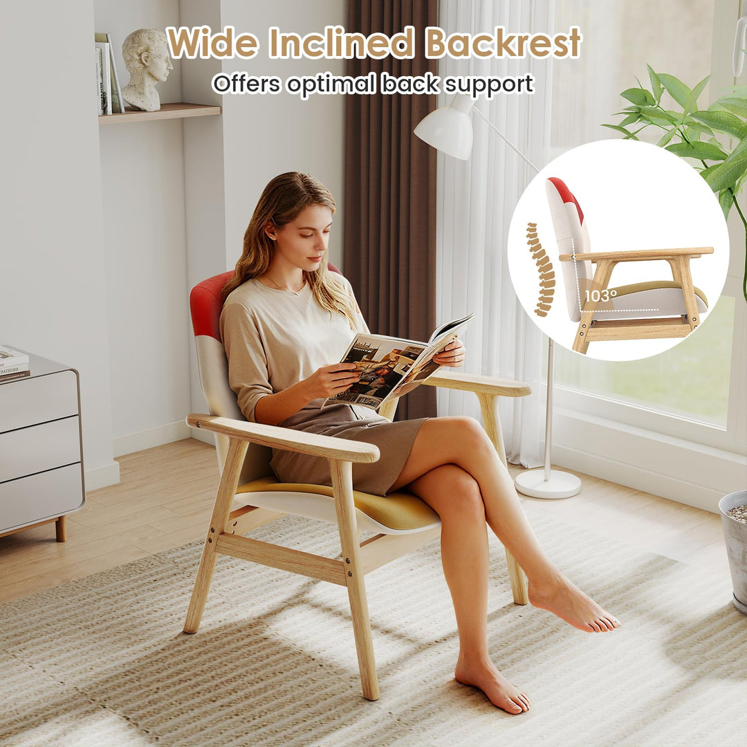 Giantex Upholstered Side Armchair with Spacious Backrest