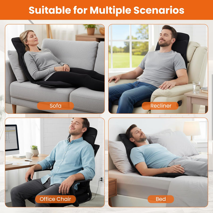 Giantex Back Massager for Chair Heated Massage Chair Pad w/ 10 Vibration Areas