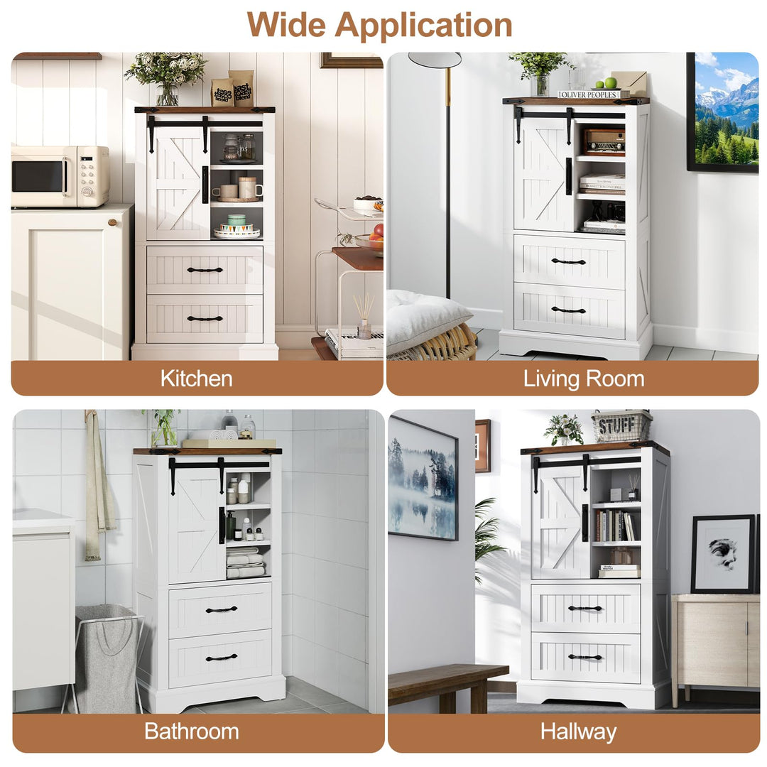 Farmhouse Bathroom Floor Cabinet Freestanding Wooden Storage Organizer