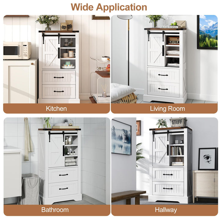 Farmhouse Bathroom Floor Cabinet Freestanding Wooden Storage Organizer