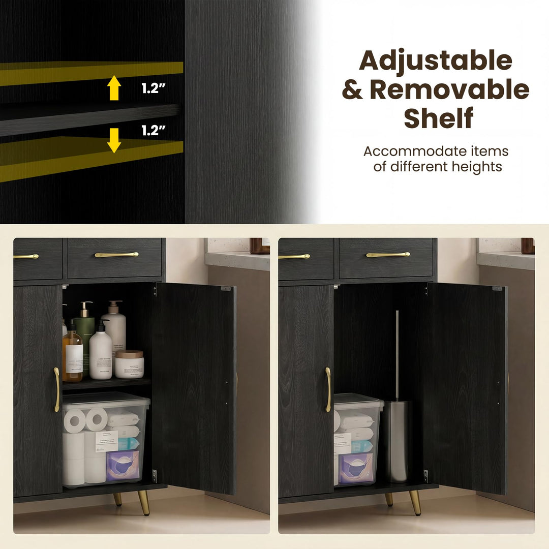 Giantex Freestanding Bathroom Storage Cabinet with 2 Drawers and 2 Doors